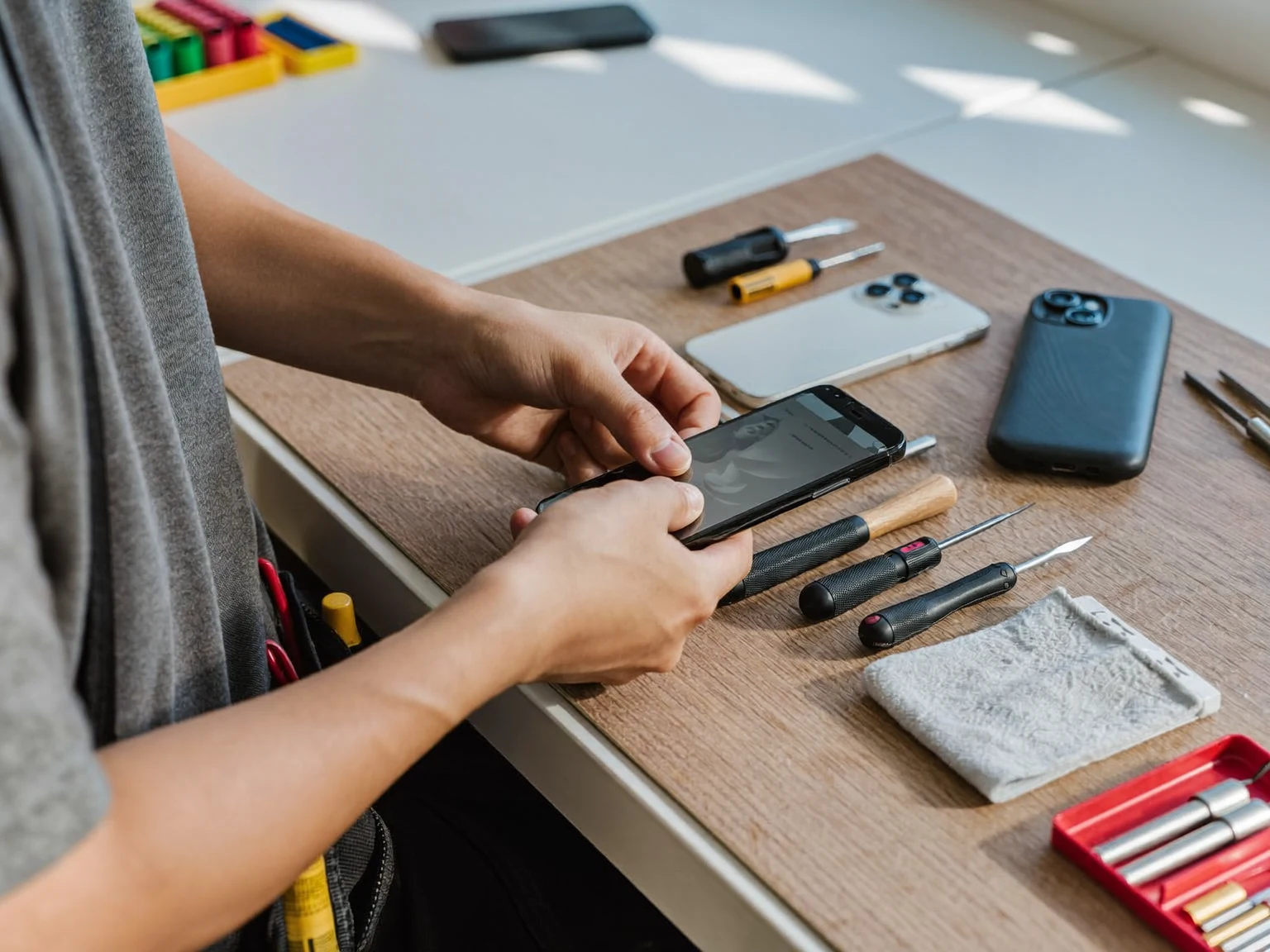 Illustration: Auswahl typischer Reparaturthemen rund um Smartphones